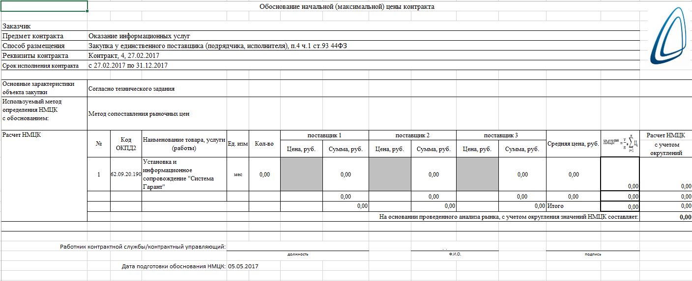 Обоснование контракта